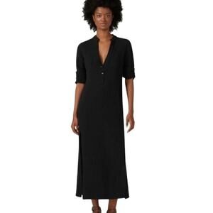 Bird and Knoll Cotton Black Frieda Belted Shirtdress (L)